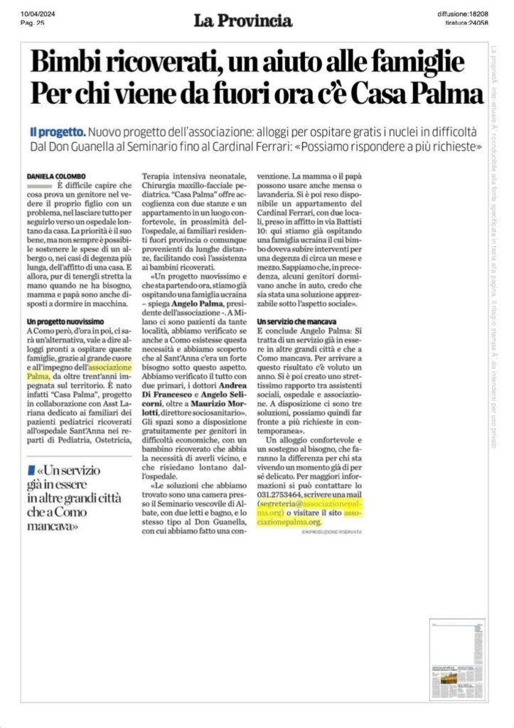 Articolo La Provincia di Como  10.04.2024
